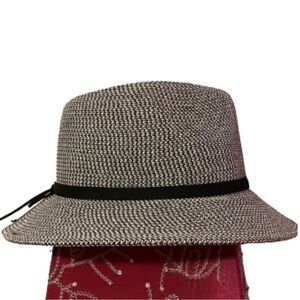 Nine West tan mixed braided packable fedora hat